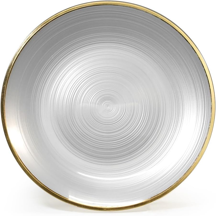 " OCCASIONS " 50 Plates Pack (25 Guests)-Wedding Party Disposable Plastic Plate Set -25 x 10'' Dinner + 25 x 7'' Salad & Dessert plates (Belize in White Pearl & Gold)