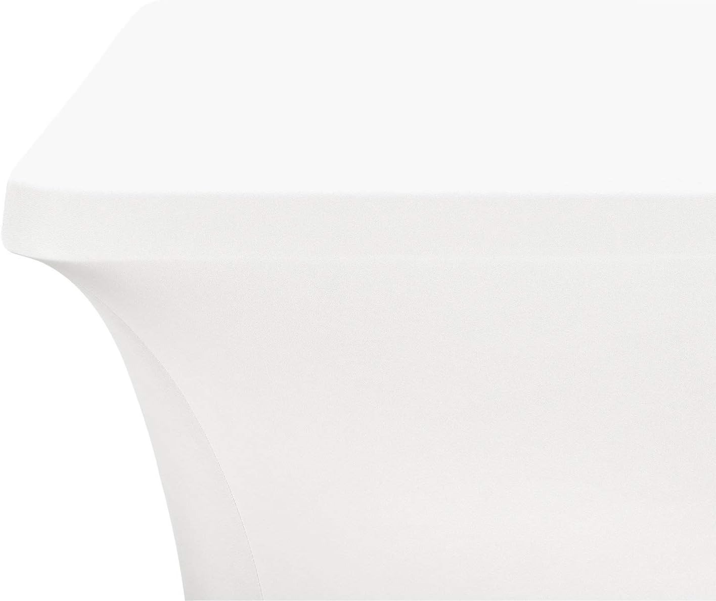 LZY Spandex Fitted Stretch Table Cover for 6 ft or 4ft or 8ft Folding Table, Rectangular Cocktail Tablecloth, Perfect for Party or Banquet (6FT White)