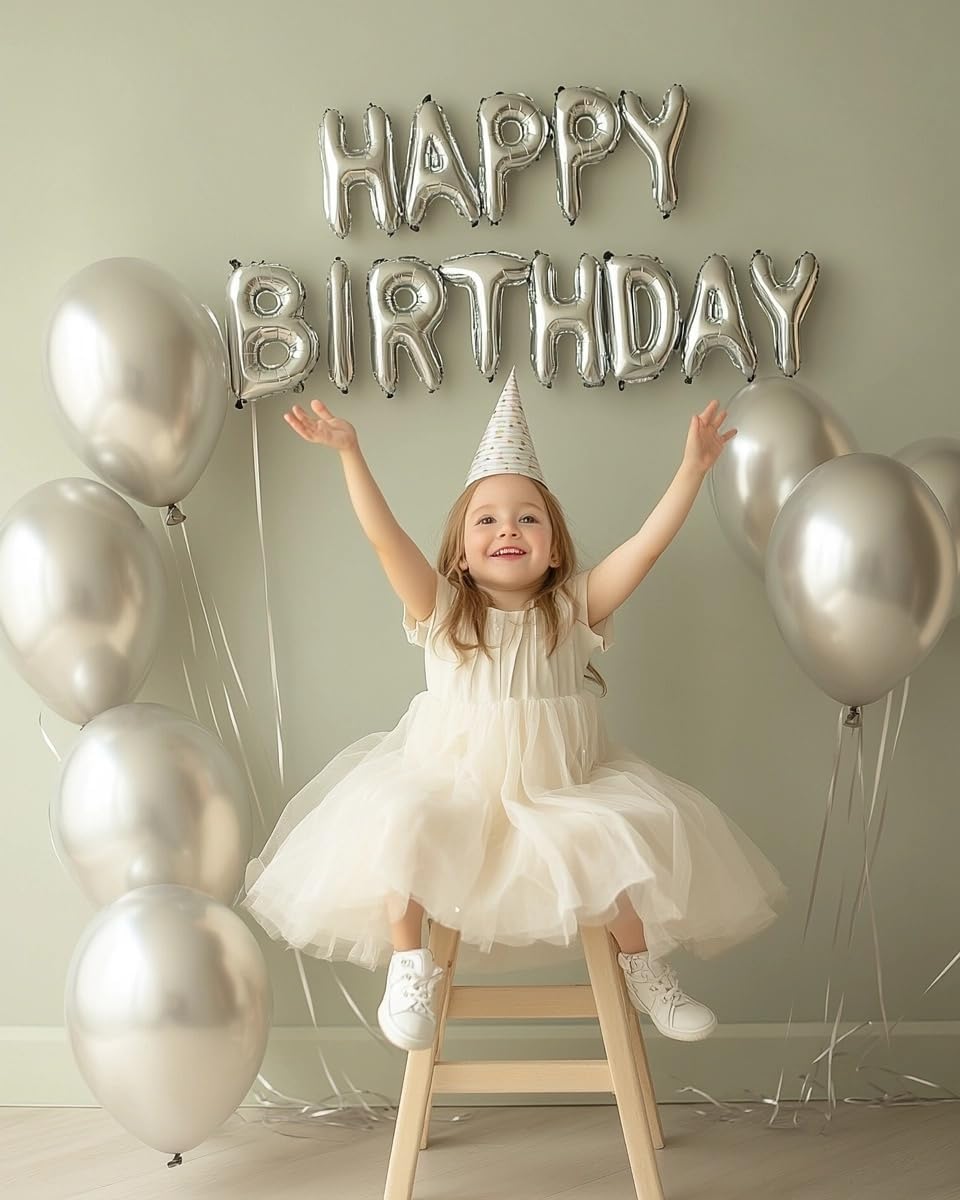 Silver Balloon Arch Kit, 125 Pcs Silver Balloons Different Sizes 18 12 10 5 Inch Metallic Silvers Balloons for Birthday Wedding Graduation Baby Shower New Year Party Decoration