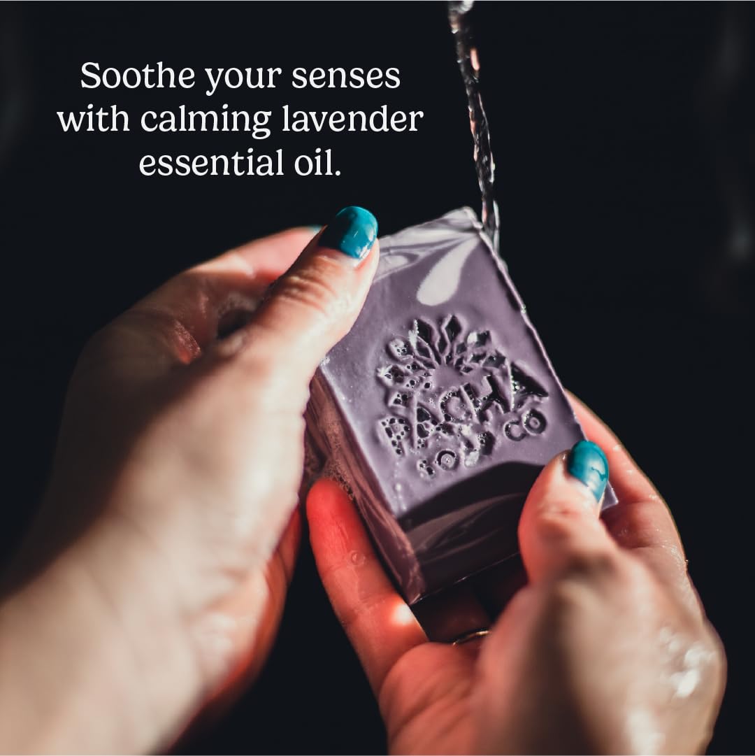 Pacha Soap Co. Bar Soap - French Lavender, Handcrafted Made in the USA Natural Bar Soap with Shea Butter & Essential Oils, Moisturizing, Calming Scented Soap for Face, Hands & Body, 3-Pack (4 oz ea)