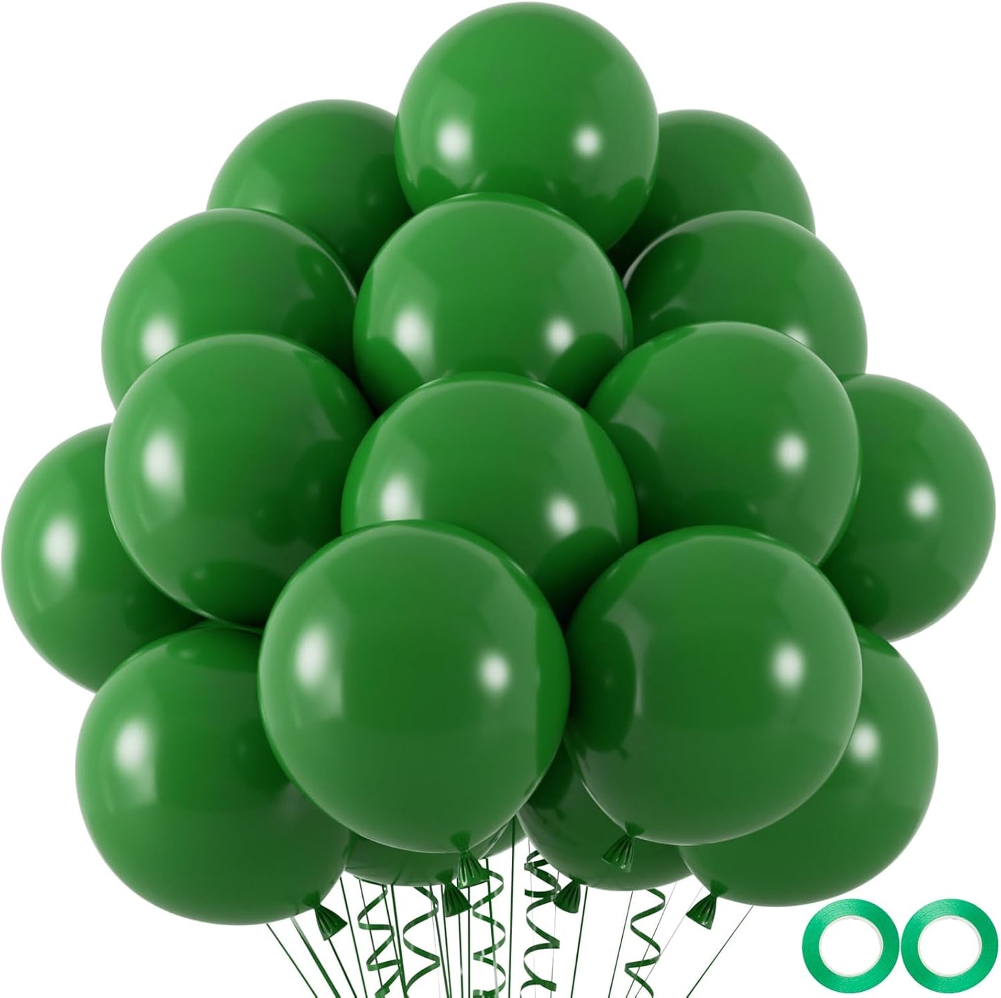 100pcs Dark Green Balloons, 12 inch Green Latex Party Balloons Helium Quality for Birthday Party, Dinosour Masquerade,Baby Shower,Wedding Christmas Party Decoration (with Ribbon)…