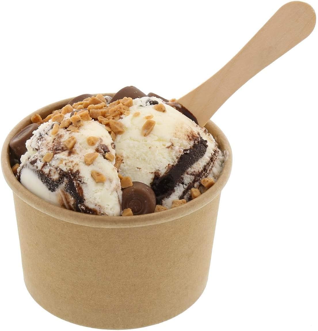 Eco Friendly Kraft Soup Bowls | Kraft Disposable Food Cups with Lid | Brown Containers - Soup Cups Great for Restaurants, Take-Outs, Or Disposable Soup Bowls To Go Lunch (25/Pack) (Kraft, 8 oz)