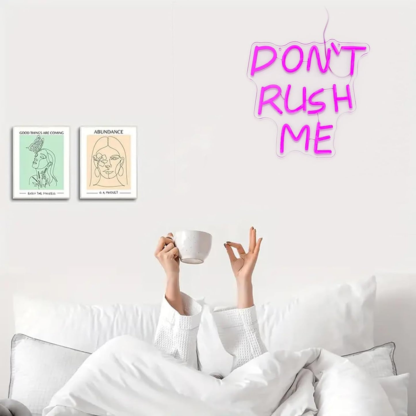 DON'T RUSH ME LED Neon Sign for Bedroom Wall Decor,Pink Aesthetic Room Decor for Teen Girls, Cool Girl Room, Dopamine Decor Gift
