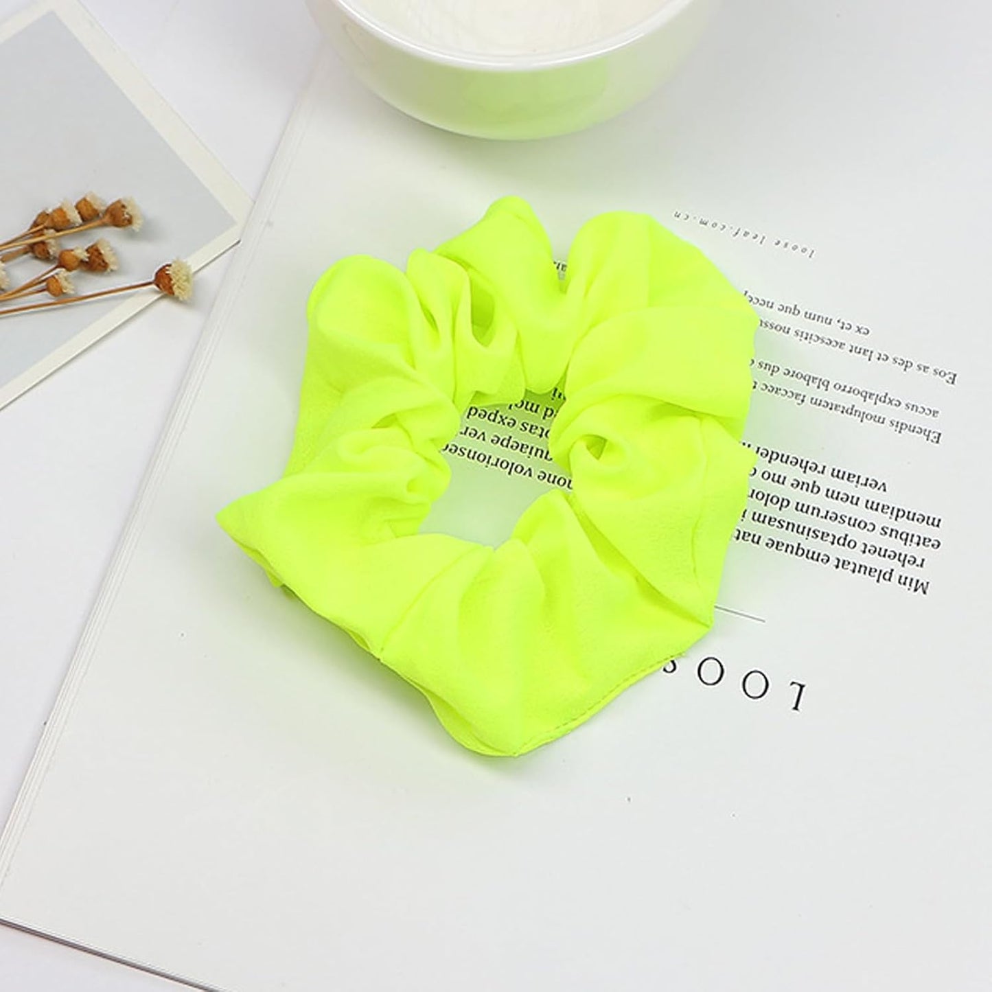 5 PCS Neon Scrunchies for Hair, 80sHair Accessories for Women, Neon Hair Ties Ponytail Holder for Party Outfit (No include LED Light)