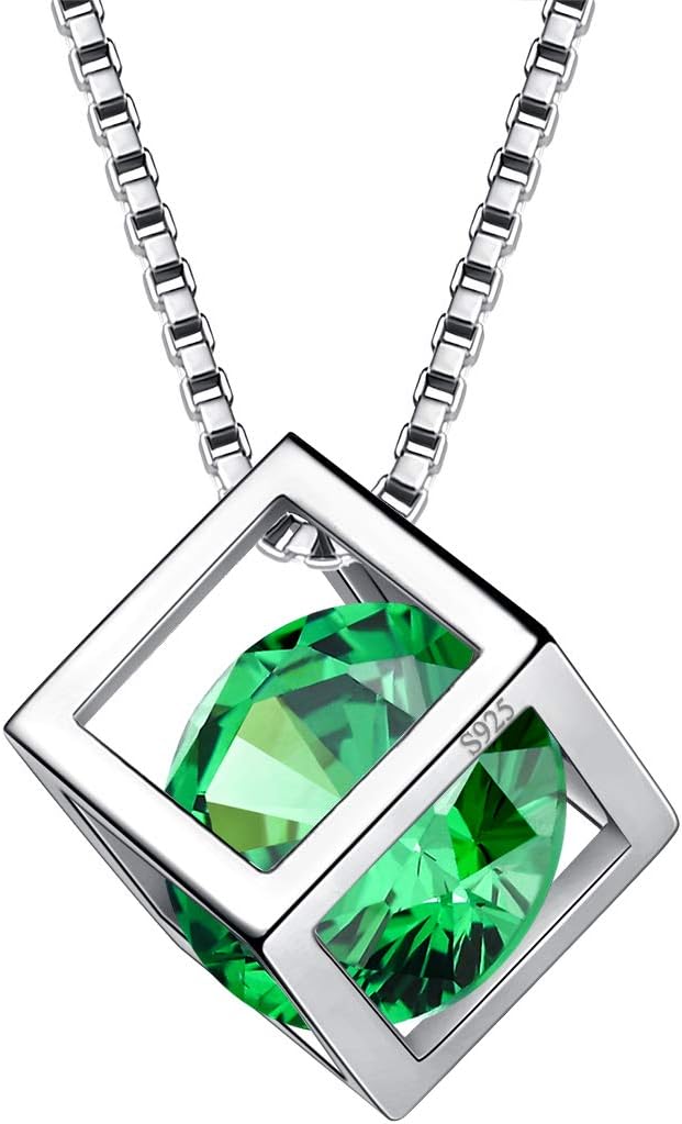 Aurora Tears Birthstone Necklace/Earring 925 Sterling Silver Women Cross/3D Cube/Cresent Moon Birth Stone Jewelry Mens Birthday Gift Anniversary Present