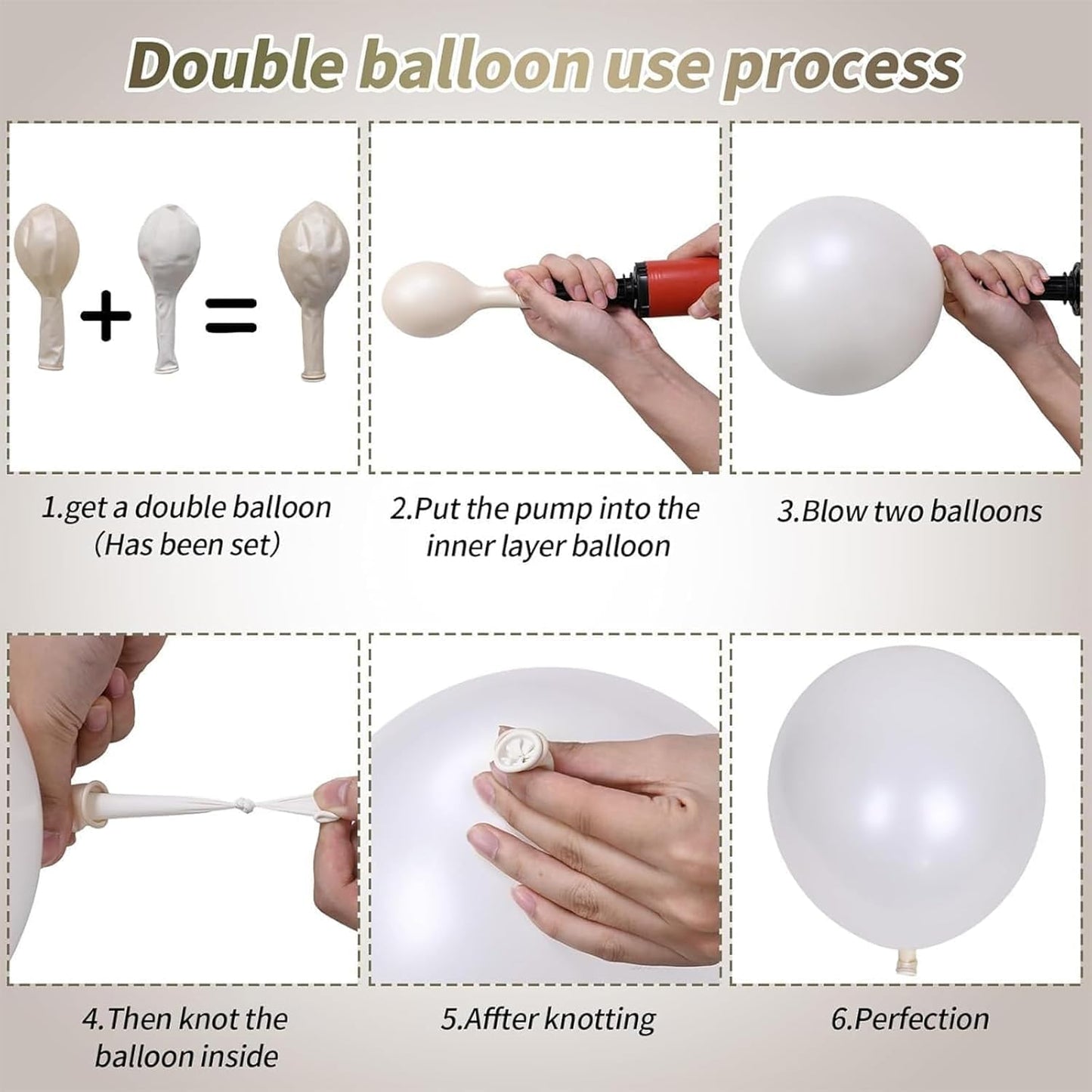 Pink and White Balloons, 12 Inch Double Stuffed Pearl Dusty Blush Baby Light Pink Cream Clear Latex Balloons for Girls Women Boho Bachelorette Wedding Princess Baby Shower Birthday Party Decorations