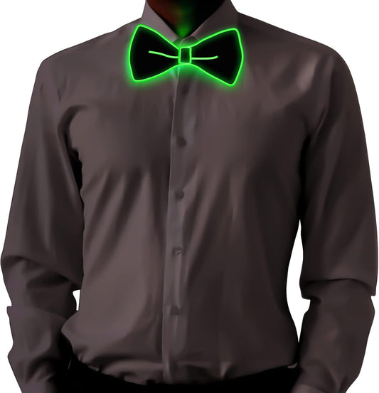 Ainiv Light Up Neckties Bowties Suspenders LED Party Supplies Glow in the Dark Adjustable for Women and Men Parties