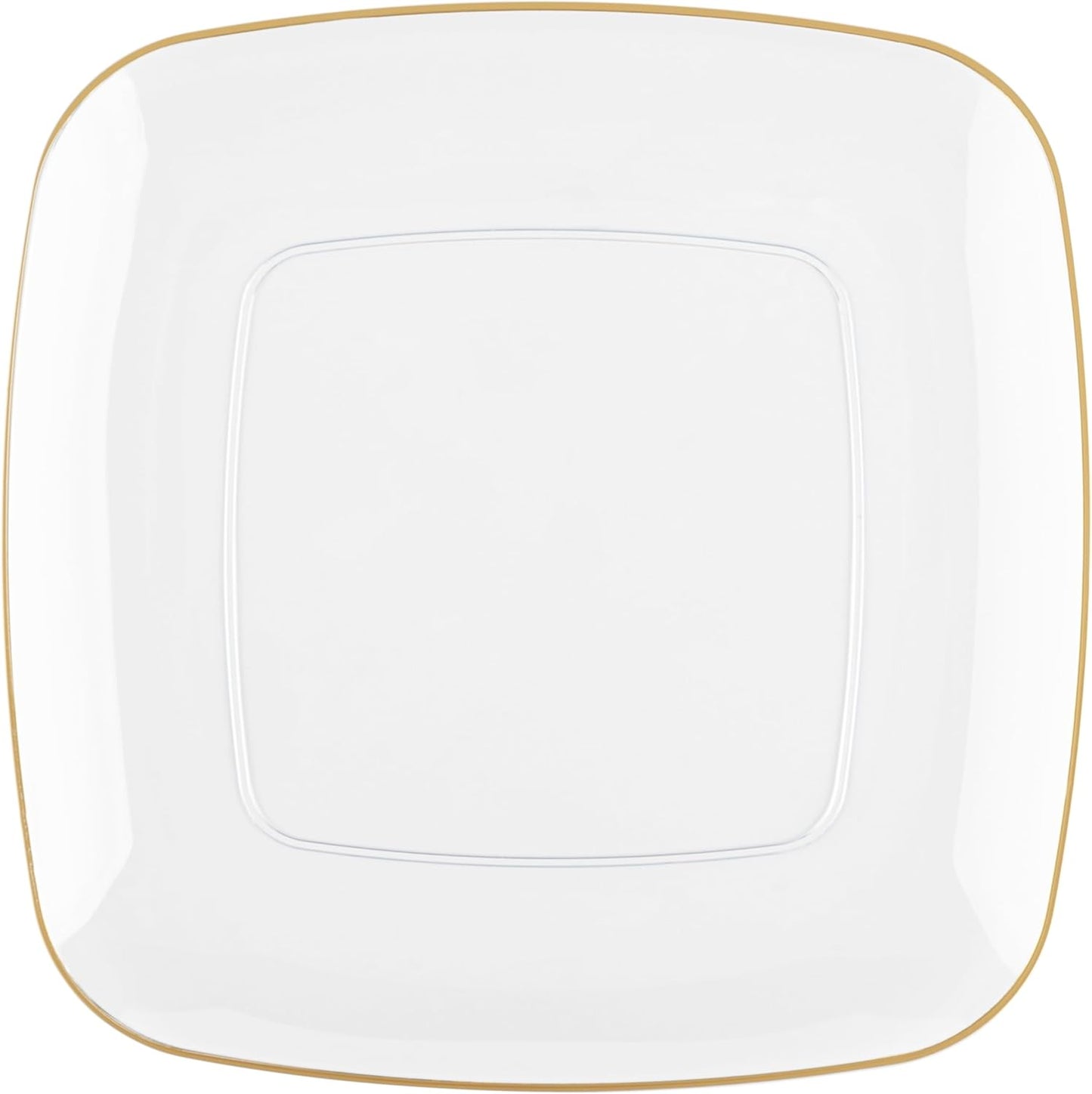 PLASTICPRO Square Clear Plastic Organic Design Party Plates includes 16 7.25'' & 16 10'' Premium heavyweight Elegant Disposable Tableware Dishes