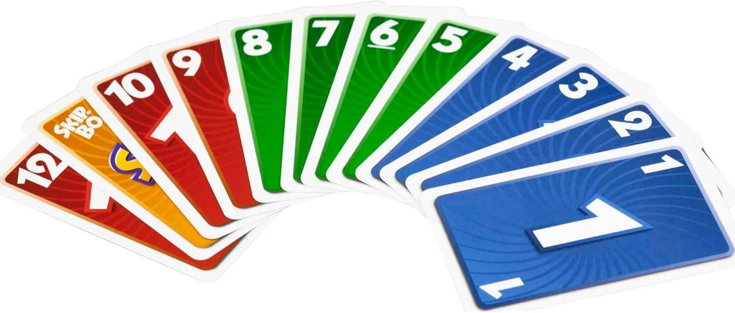 Mattel Skip Bo Card Game in Decorative Tin with 162 Cards, Sequencing Family Game for 2 to 6 Players, Kids Gift for Ages 7 Years & Older
