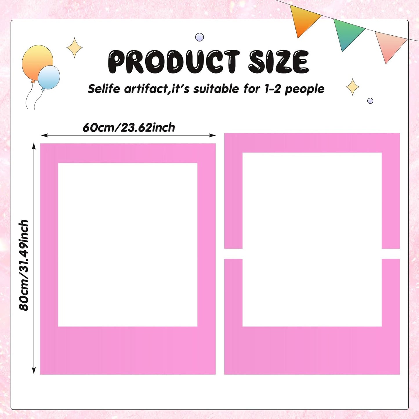 32 x 24 Inch Photo Booth Selfie Frame Prop Booth for Birthday Event Parties Large Blank DIY Cutout Props for Funny Decoration Christmas, Holiday Supplies