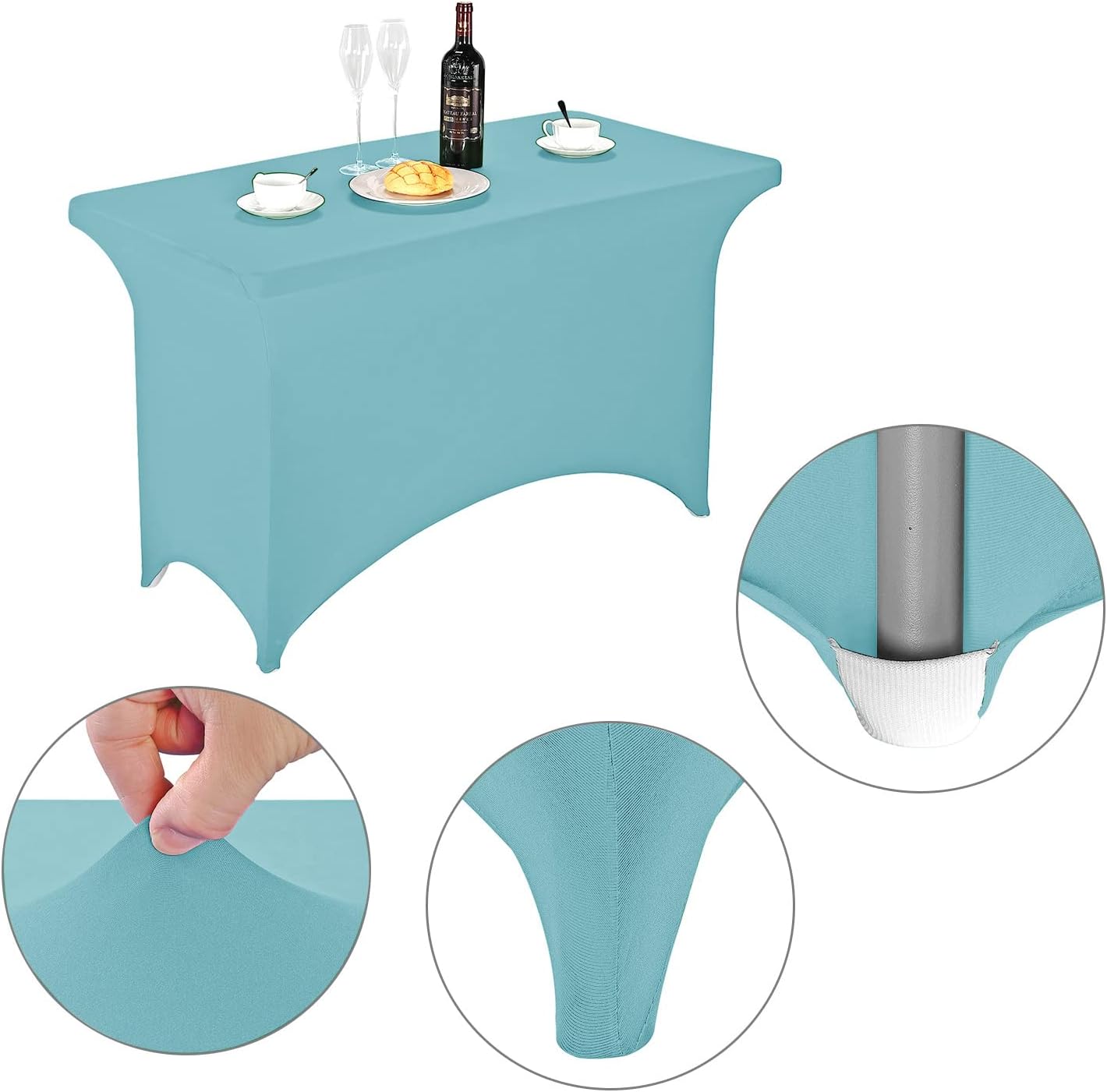 LZY Spandex Fitted Stretch Table Cover for 4ft or 6ft or 8ft Folding Table, Rectangular Cocktail Tablecloth, Perfect for Party or Banquet