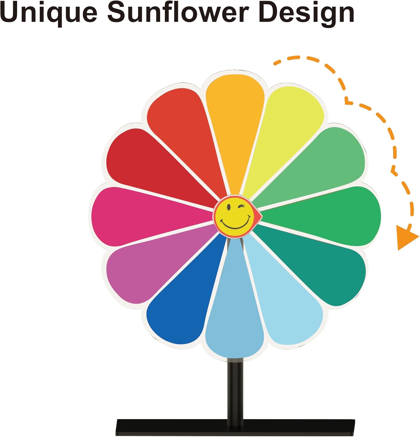 10 Inch Prize Wheel, 12 Slot Spinning Wheel Fortune Game, Party, Classroom or Home Education, Sunflower Pattern