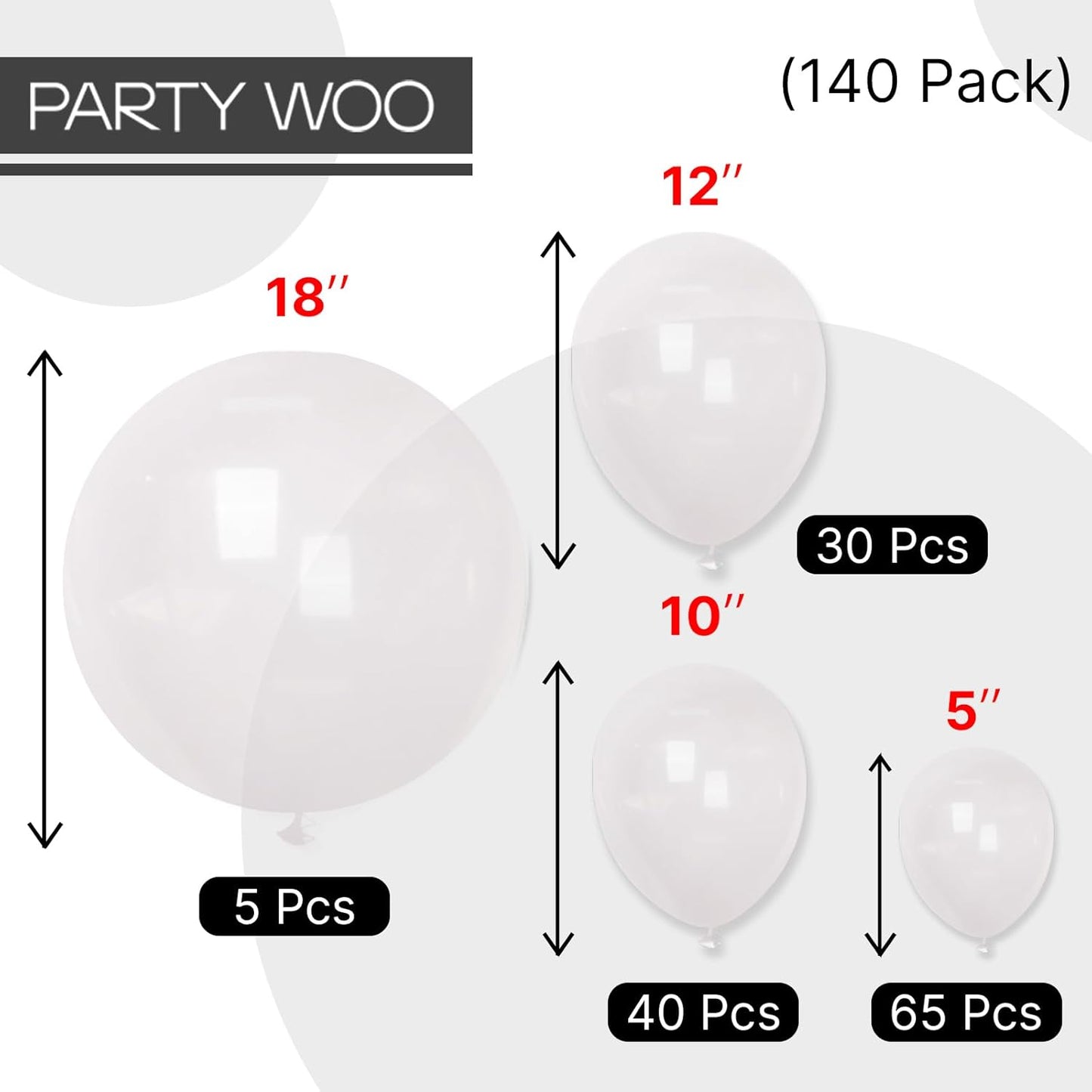 PartyWoo Clear Balloons 140 pcs Different Sizes of 18 12 10 5 Inch Transparent Bubble Latex Helium Balloon Arch Kit Garland for Graduation Wedding Baby Shower Birthday Party Decorations Clear-Y2