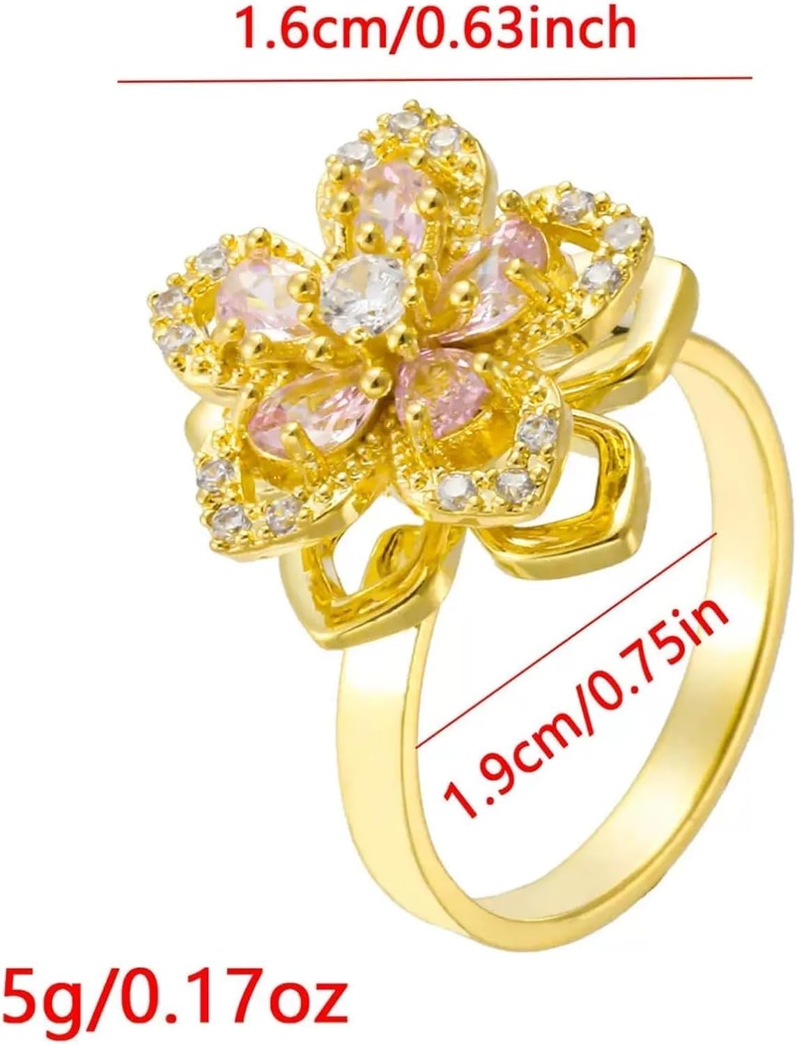 Necklace for Women Gold Flower Fidget Necklace Rotatable Crystal Silver Blossom Pendant Necklaces Adjustable Spinning Fidget Necklaces Redbud Flower Choker Funny Gift Jewelry