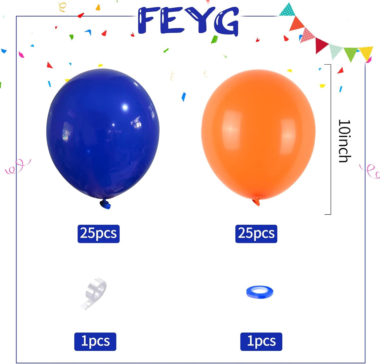 Balloons Blue and Orange, 50PCS Blue and Orange Latex Balloon, Blue and Orange Party Balloons Birthday Balloons Decoration for Girls Boys Birthday Party Baby Shower Bridal Shower Engagement