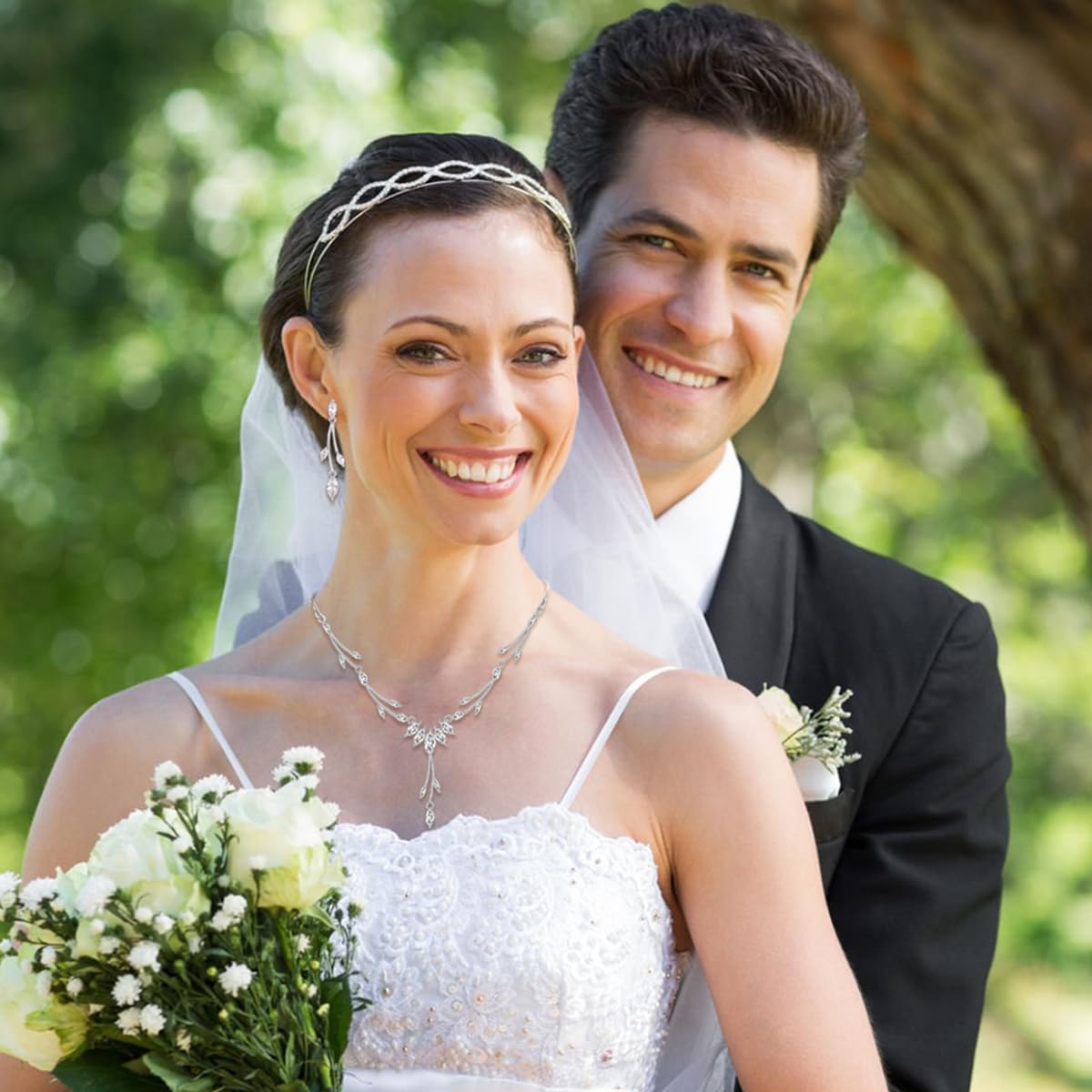 GULICX Jewelry Set for Womens, Rhinestone Necklace and Earrings Bracelet Set, Wedding Party Prom Jewelry Set for Brides Bridesmaid