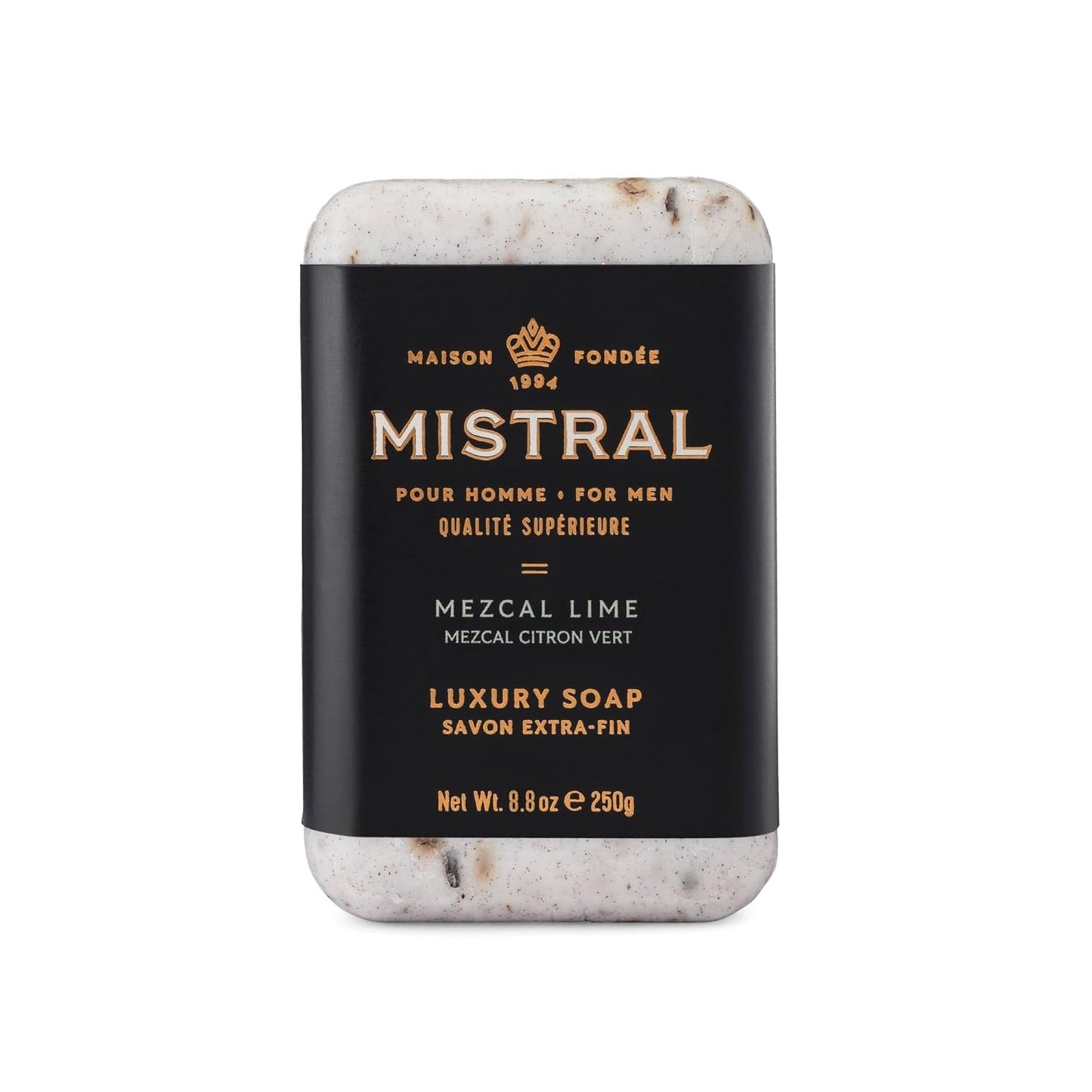 Mistral Mezcal Lime Luxury Bar Soap for Men | Men’s Natural Soap Bar | Paraben, Phthalates Free | Moisturizing & Triple-Milled Natural Soap for Men - Made in France | Large, 8.8 oz