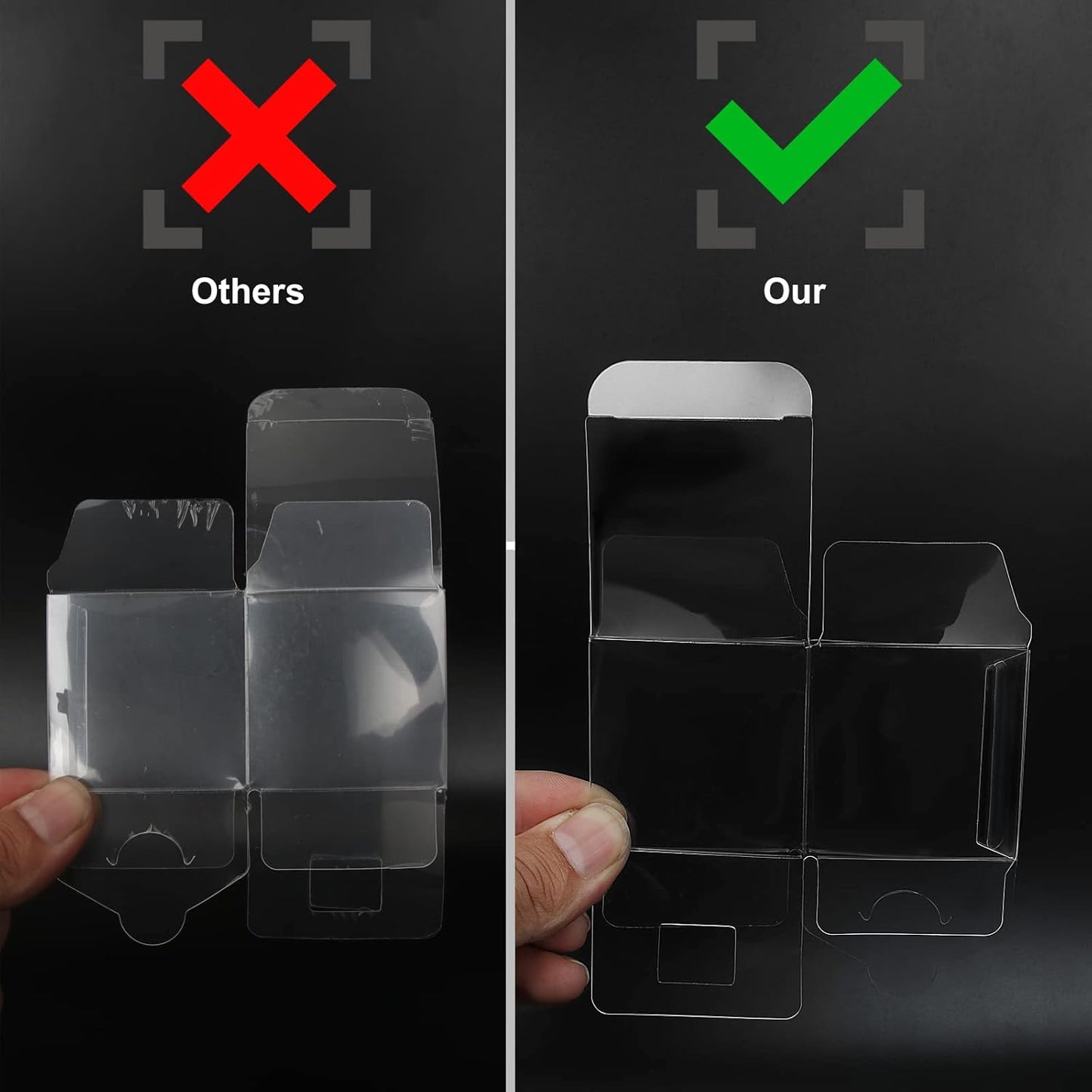 COTOPHER 60 Pcs Clear Favor Boxes, 1.5x1.5x1.5 Inch Single Chocolate Truffle Box, Plastic Mini Cube for Wedding Favors, Baby Shower, Small Gifts