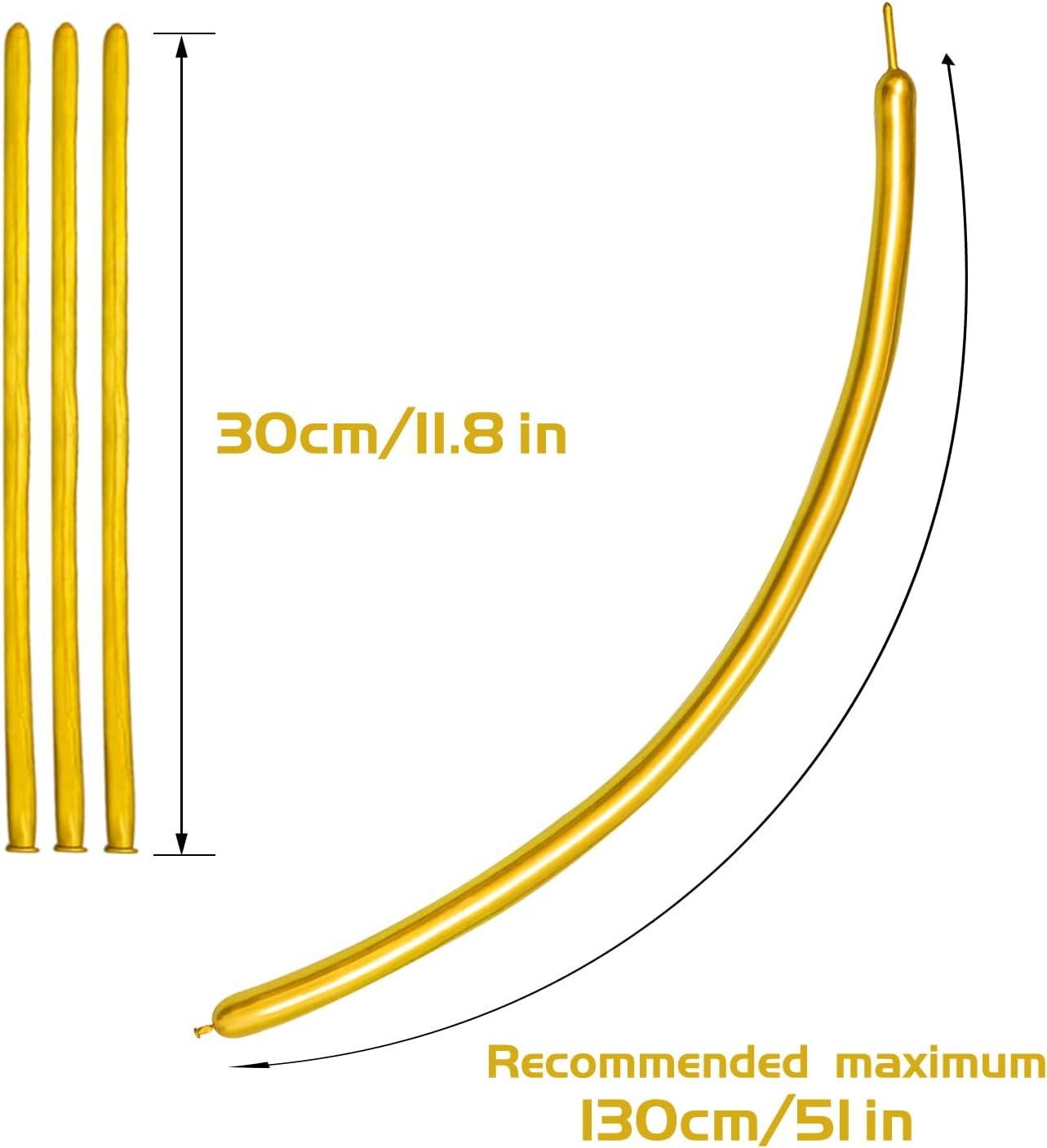 KAWKALSH 260 Metallic Gold Long Balloons for Balloon Garland Thickening Skinny Latex Twisting Animals Modeling Christmas Birthday Wedding Party Festival Decorations 100pcs