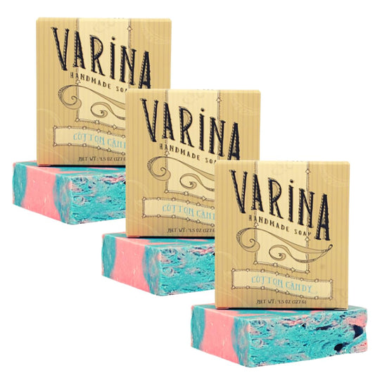 Natural Cotton Candy Bar Soap - Gentle Cleansing for Sensitive Skin - 3 Pack