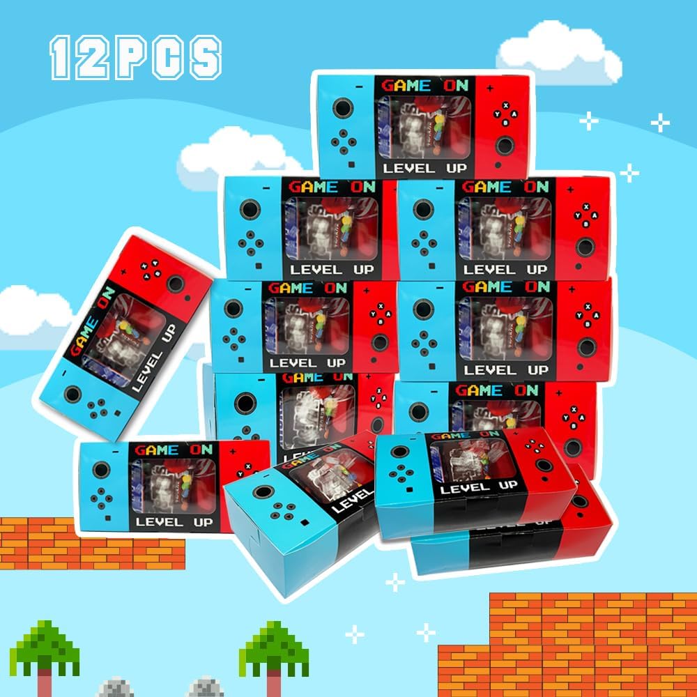 Shescrzionu Video Game Party Favors Boxes 12 PCS-Perfect Gamer Party Favors,Party Favor Boxes with Window,Game On Birthday Decorations Video Game Birthday Decorations,Game Bags,Video Game Gifts Aa01