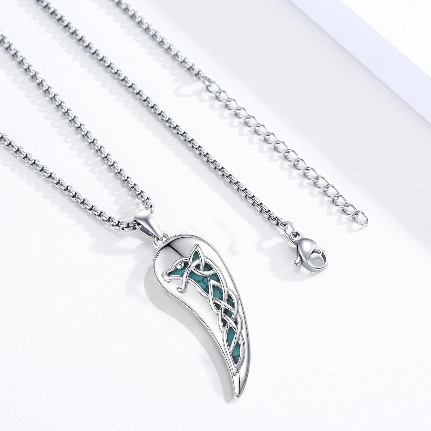 Celtic Knot Wolf Necklace for Men 925 Sterling Silver Celtic Knot Necklace Viking Wolf Jewelry Birthday Gifts for Halloween Valentine Day Birthday Anniversary Christmas Gifts