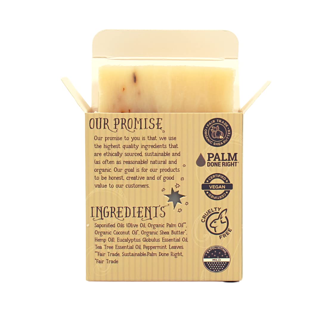 Organic Eucalyptus Hemp & Tea Tree Bar Soap - Gentle Cleansing for Sensitive Skin, Herbal and Mint - 3 Pack