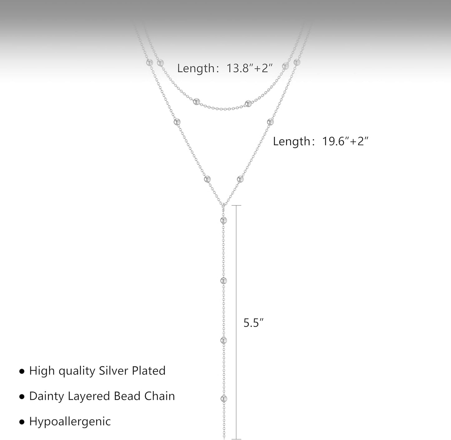 Lariat Gold Necklace for Women, Dainty Long Necklace 14k Gold Plated/Silver Y-Shaped Layered Beaded Chain Drop Necklaces for Women Trendy Simple Gold Jewelry for Women Gifts