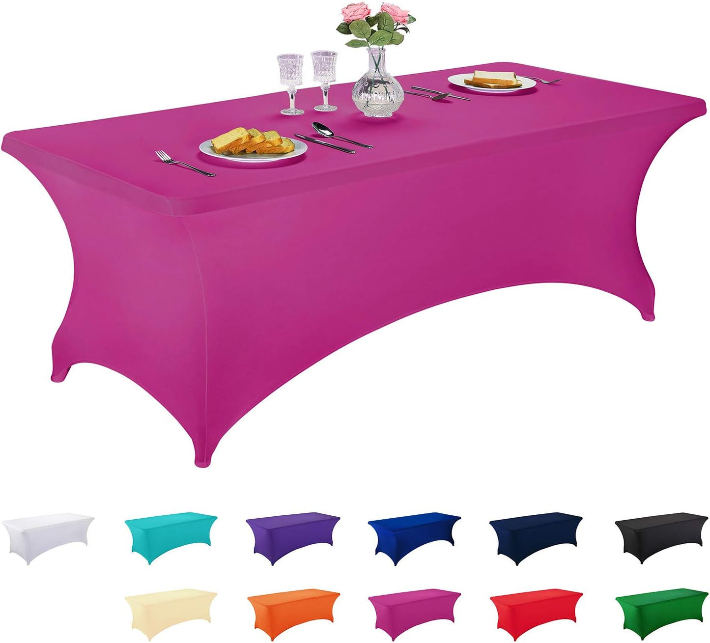 LZY Spandex Fitted Stretch Table Cover for 6 ft or 4ft or 8ft Folding Table, Rectangular Cocktail Tablecloth, Perfect for Party or Banquet