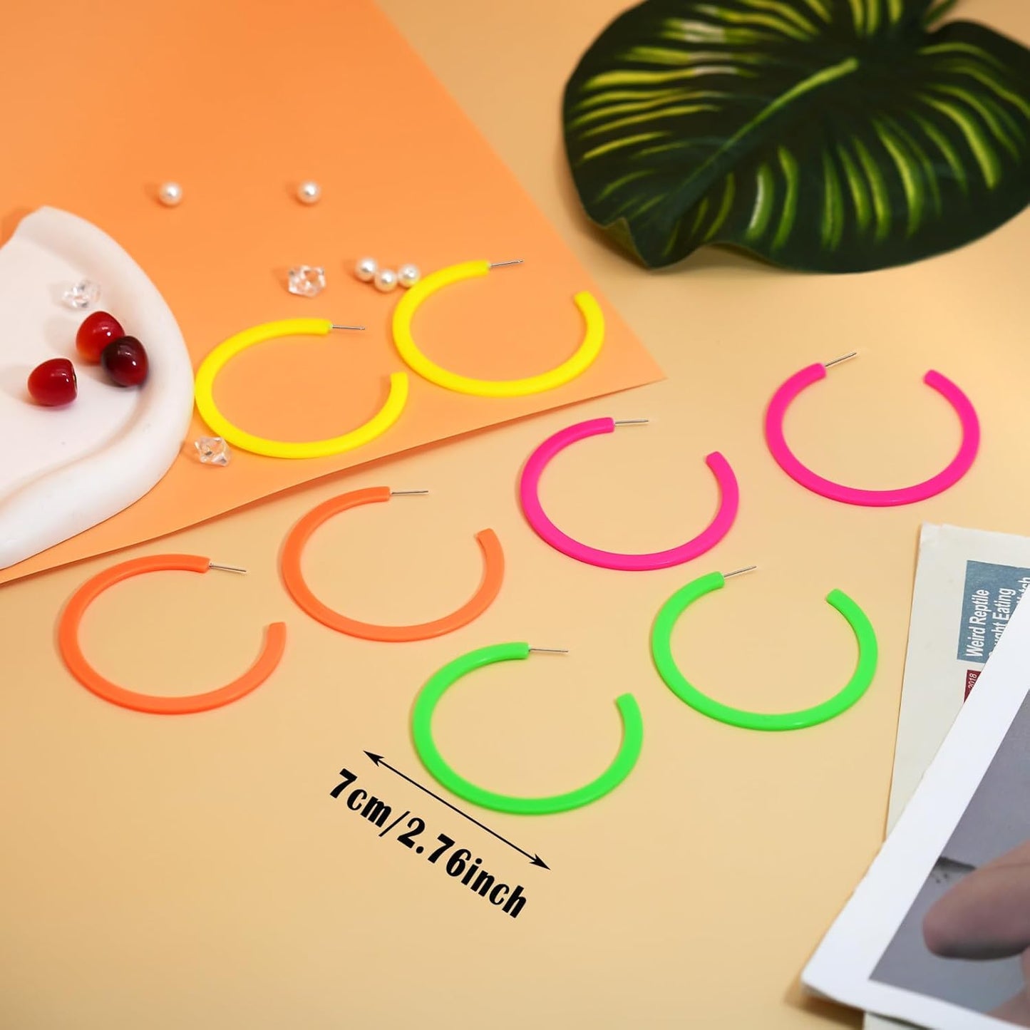 80s 90s Neon Earrings for Women Retro Cassette Tape Hoop Earring Candy Color Lightweight Acrylic Stud Dangle Earrings for 80S Costume Outfits Dancing Glow Party Accessories