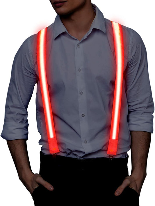 Ainiv Light Up Neckties Bowties Suspenders LED Party Supplies Glow in the Dark Adjustable for Women and Men Parties