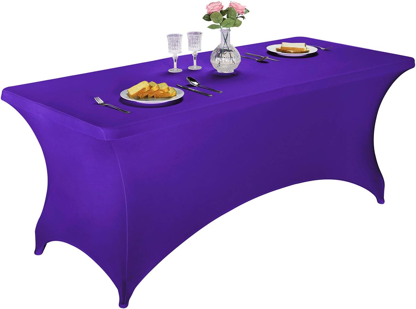 LZY Spandex Fitted Stretch Table Cover for 6 ft or 4ft or 8ft Folding Table, Rectangular Cocktail Tablecloth, Perfect for Party or Banquet