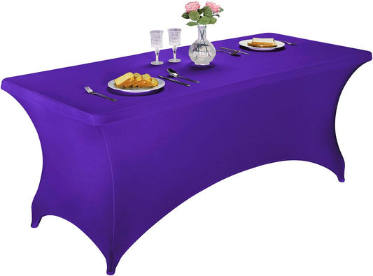 LZY Spandex Fitted Stretch Table Cover for 6 ft or 4ft or 8ft Folding Table, Rectangular Cocktail Tablecloth, Perfect for Party or Banquet