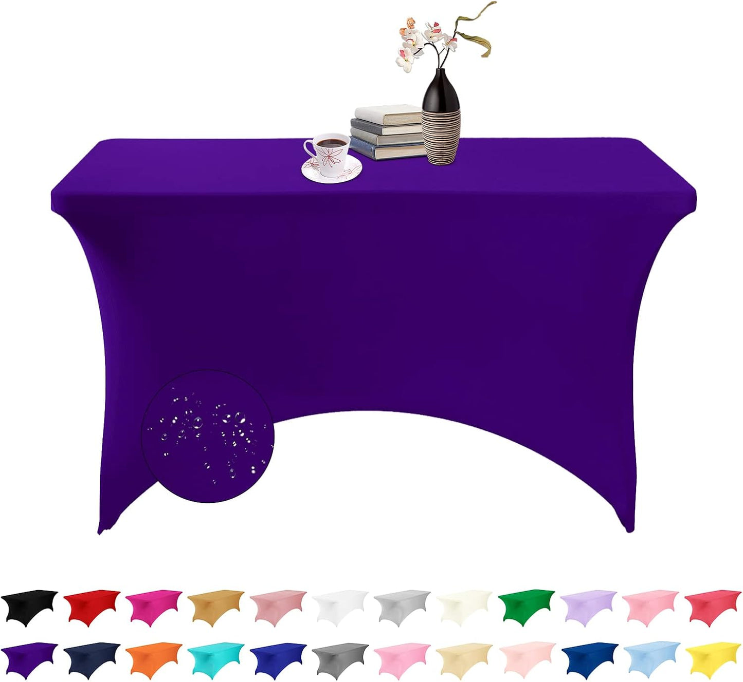Spandex 4ft Waterproof Table Cover for Party,Wedding, Banquet, and Events(Purple)