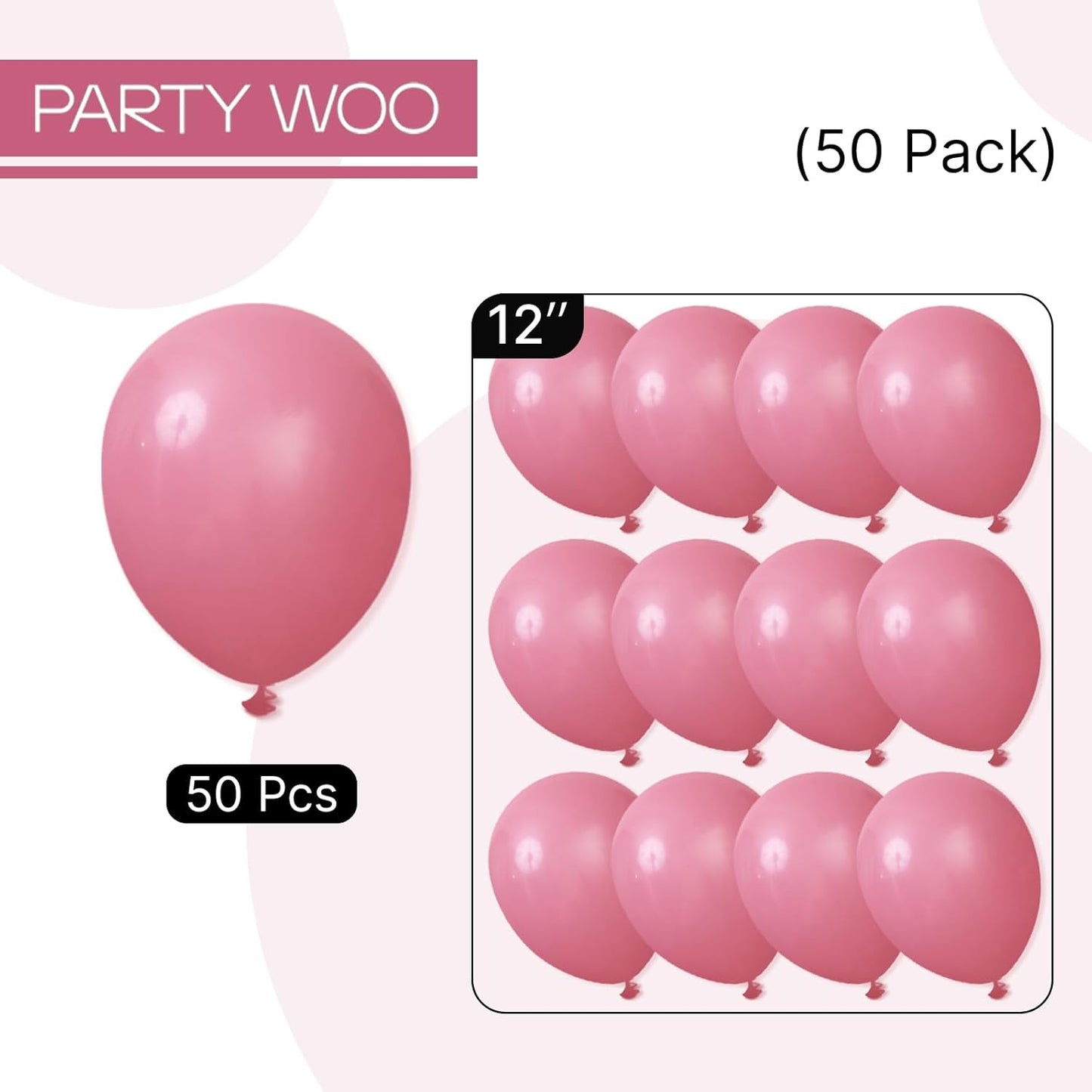 PartyWoo Mauve Balloons 50 pcs 12 Inch Dark Hot Boho Pink Balloons for Wedding Baby Shower Gender Reveal Valentine's Day Bridal Shower Graduation Birthday Party Decorations Pink-F02