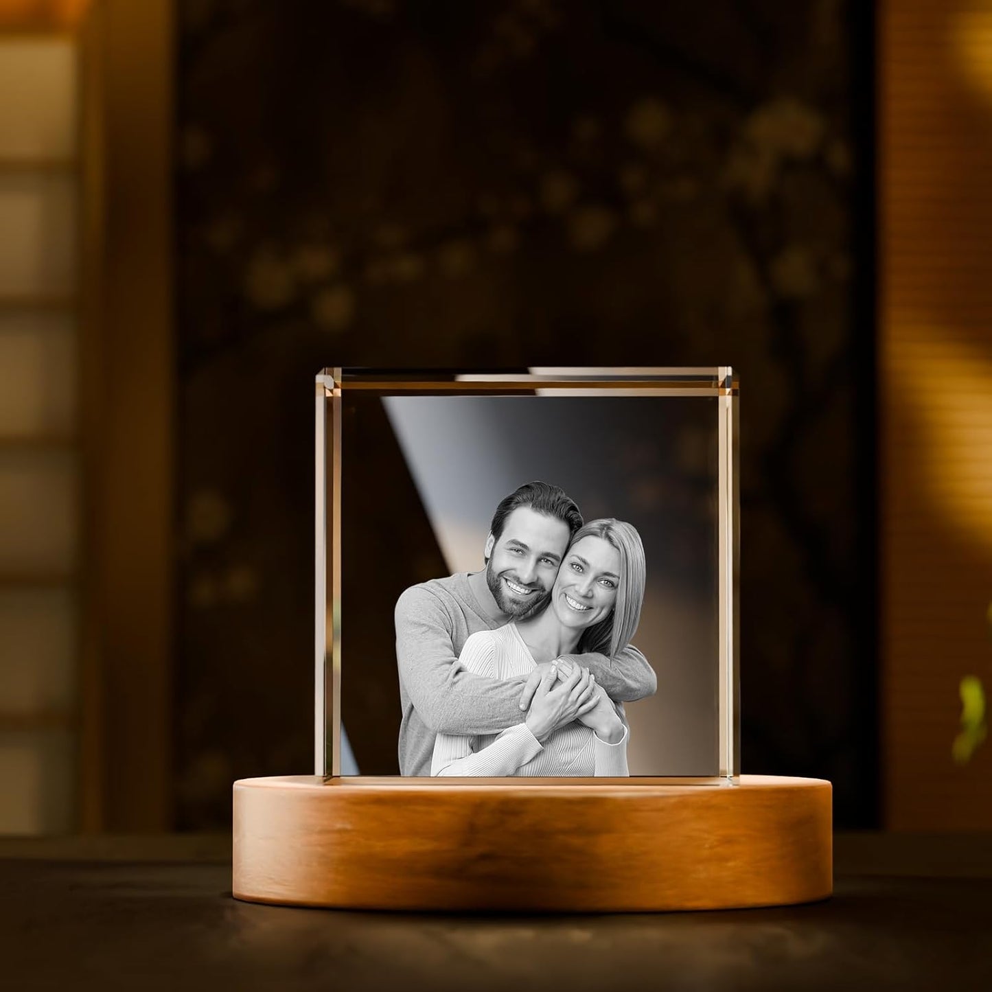Artmosphere 3D Crystal Photo, Personalized Gifts for Women, Wife, Men, Mom, Father, Her, Him, Dad, Grandpa, Great Customized Gift With Your Own Photo, Custom Glass 3D Laser Etched Picture Wedding - Square