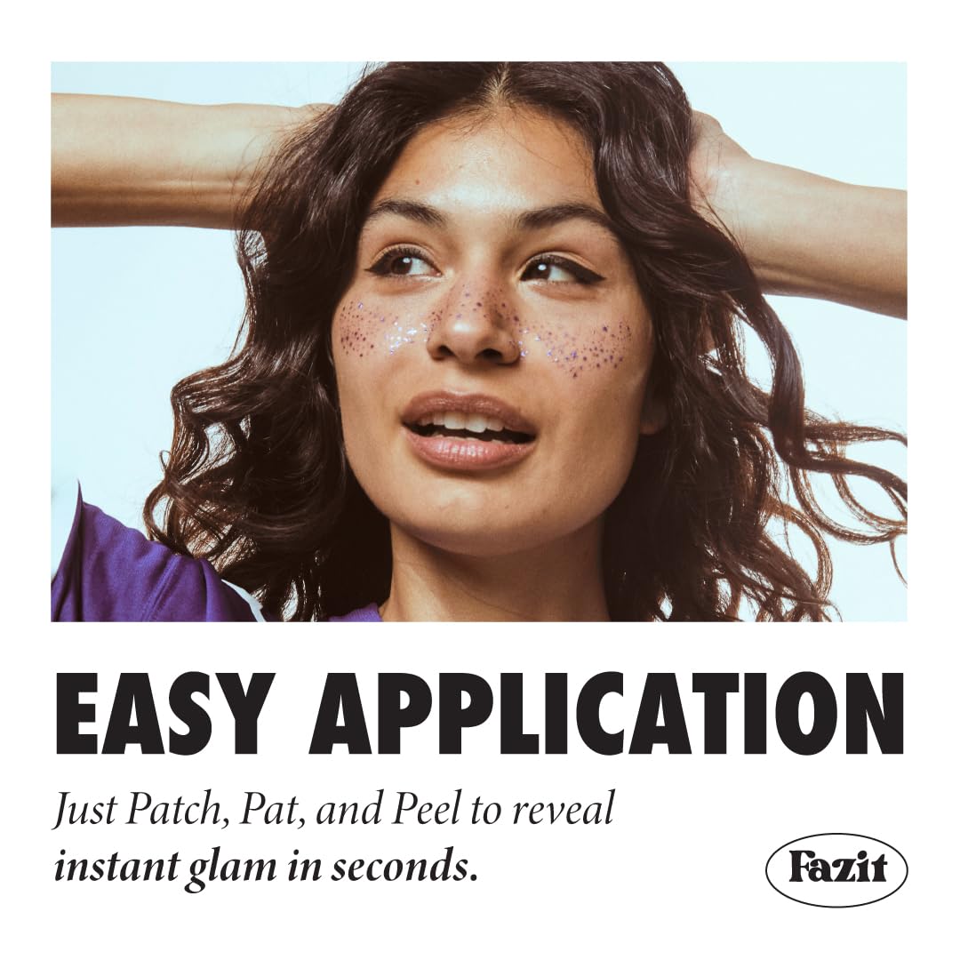 Fazit Makeup Patches - Purple Speckles - Glow Up Make-Up Patches - Cute Glitter Makeup Accessories for Women - Cosmetic Glitter for Face