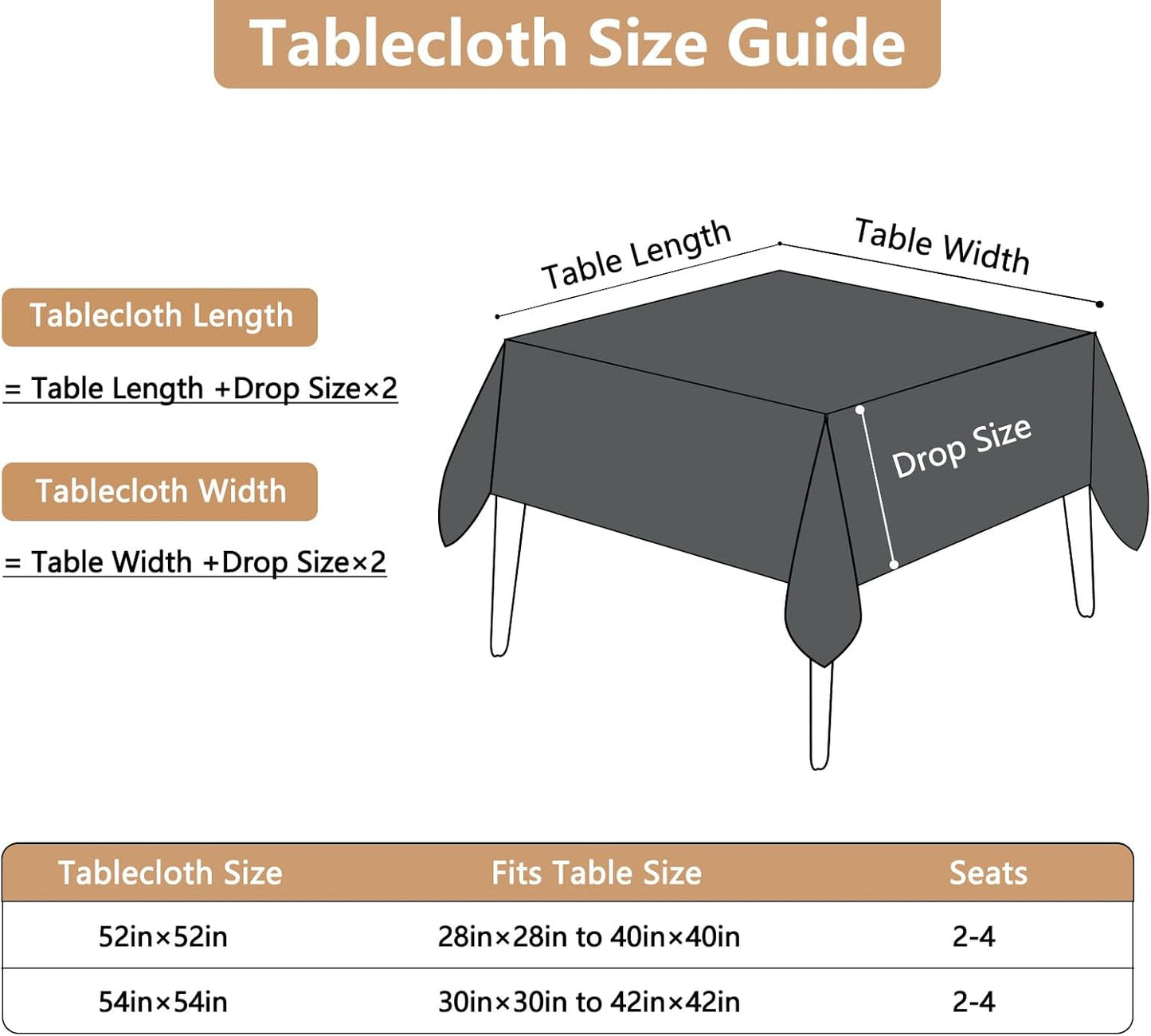 Fabric 54x54 Inch Square Grey Table Cloth, Faux Linen Textured Water Resistant & Washable Card Tablecloth, Anti-Scratch for Dinning Kitchen Patio