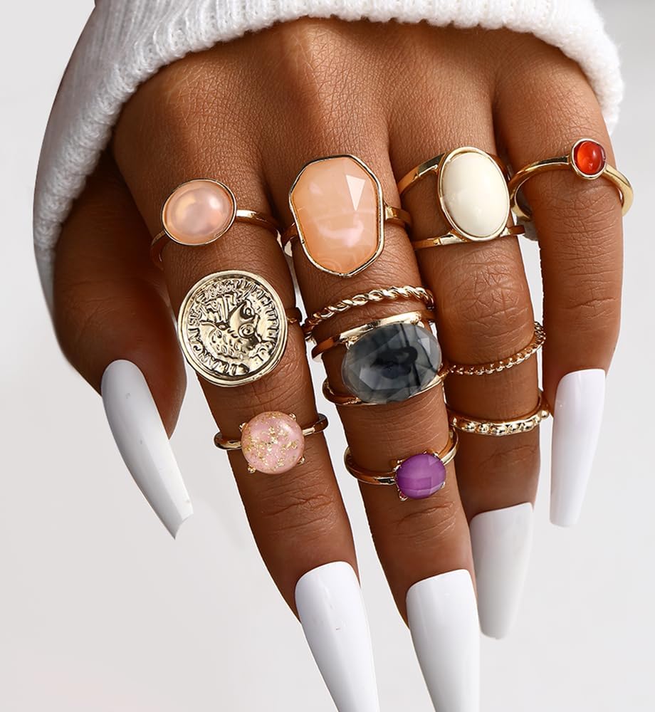 iF YOU 25 Pcs Gold Knuckle Ring Set for Women, Chunky Stackable Finger Midi Rings, Silver Simple Stacking Cute Rings Pack Trendy Stuff Jewelry Gift