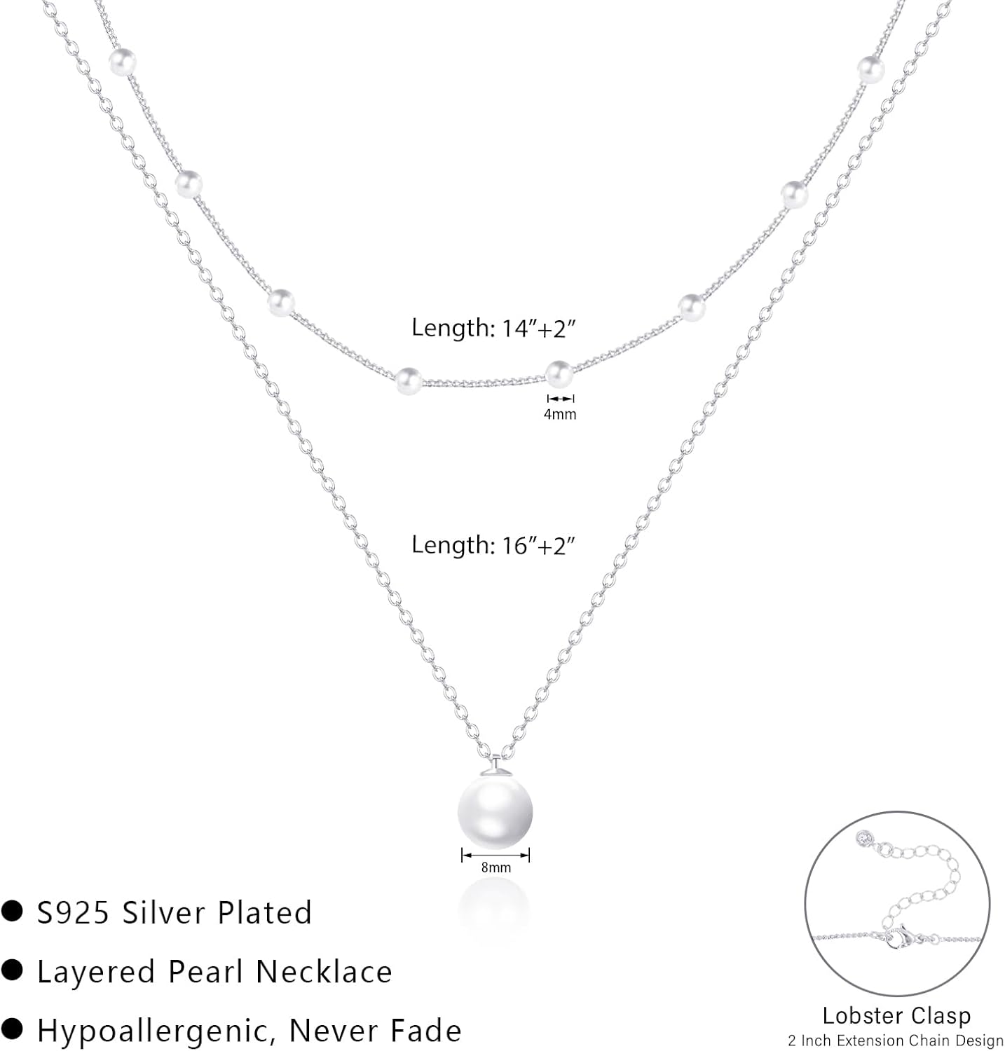 OGD Gold Pearl Necklaces Set for Women 14K Gold Plated Dainty Layered Pearl Cute Daisy Pearl Choker Gold Necklace Gifts for Women Gold Trendy Jewelry Gifts