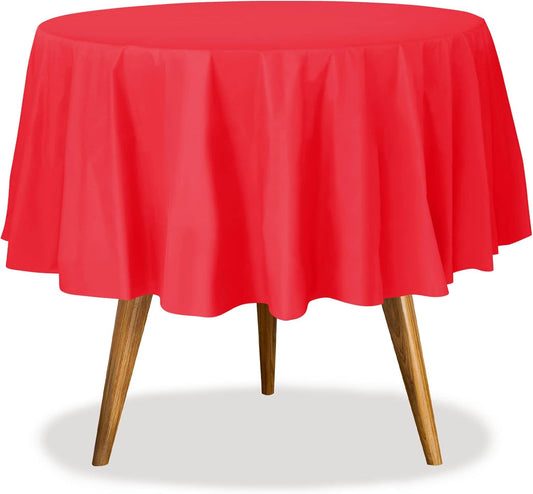 Red Disposable Plastic Tablecloth for Round Tables (36 Pack) Table Cloths for Parties, Events & Weddings, Indoors & Outdoors, 84 inches, Plastic Table Cover