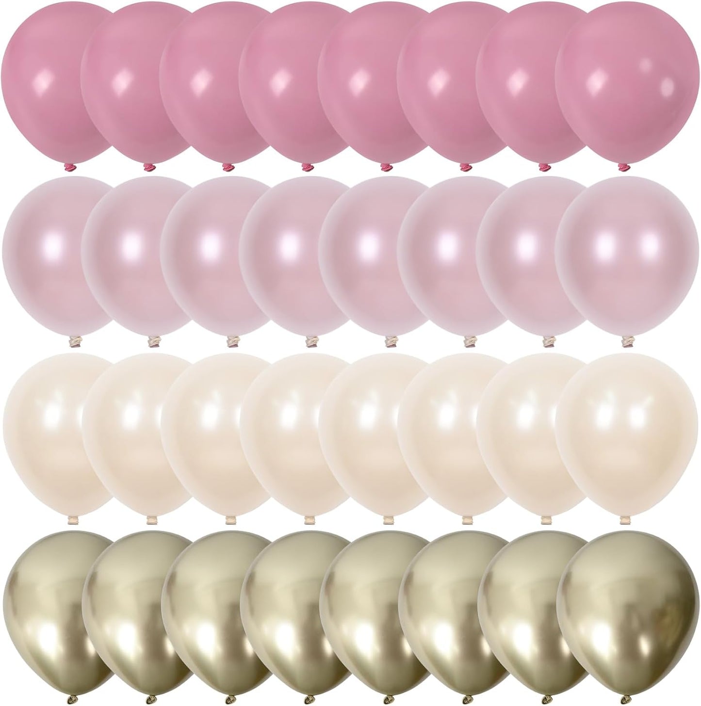 Double Stuffed Pearl Pink Balloons, 50pcs Double Stuffed Dusty Pink Pearl Beige Balloon Gold Balloons for Women Girls Boho Birthday Bridal Baby Shower Wedding Party