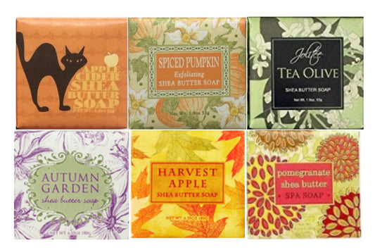 Greenwich Bay Trading Company Spring Garden Bloom Flower Shea Butter Soap Gift Set – Floral Shea Butter Soap Set of Six – Luxurious, Moisturizing, and Perfect for Gifting, 1.9oz (Fall)
