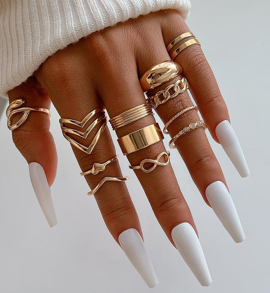 iF YOU 25 Pcs Gold Knuckle Ring Set for Women, Chunky Stackable Finger Midi Rings, Silver Simple Stacking Cute Rings Pack Trendy Stuff Jewelry Gift