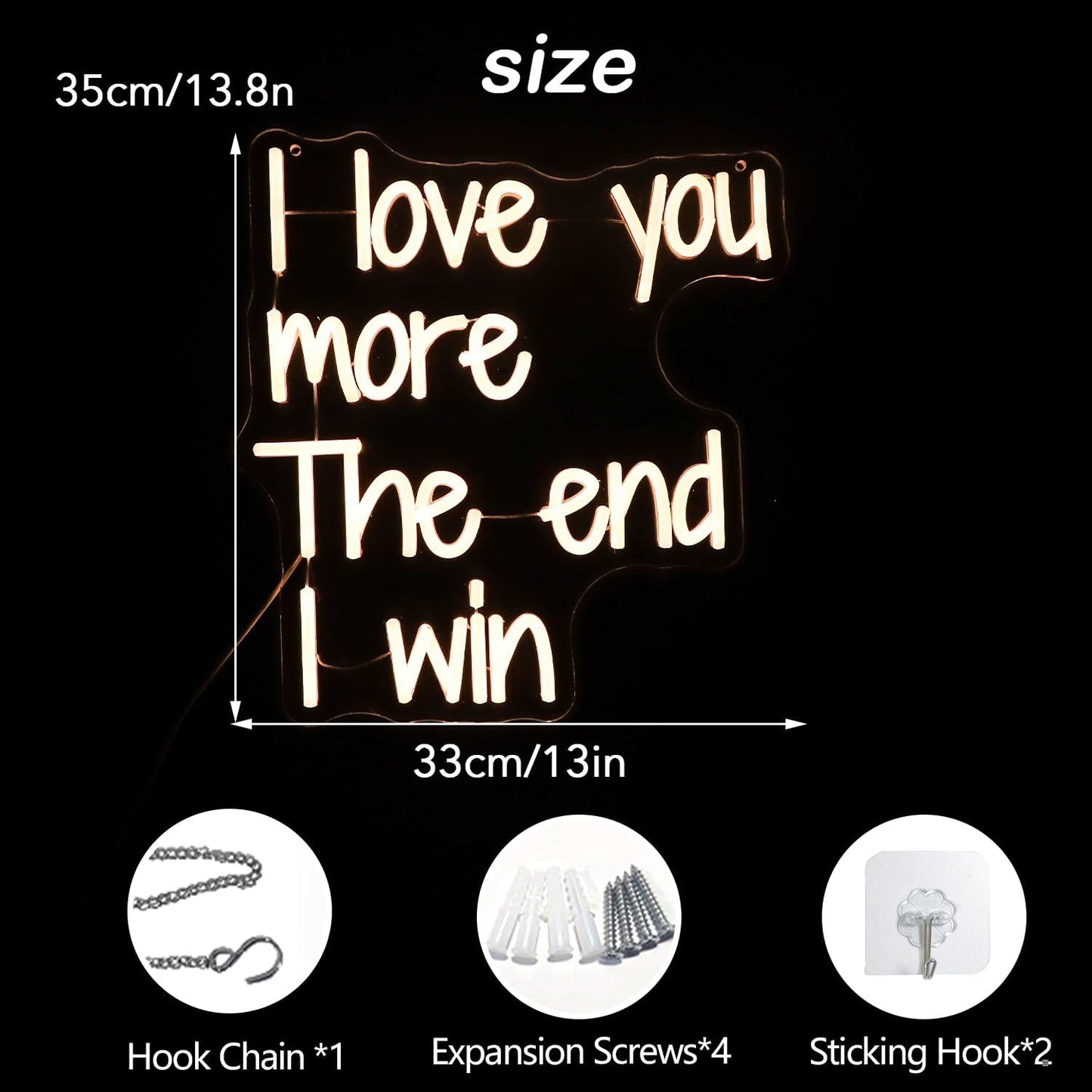 I Love You More The End I Win LED Neon Sign for Bedroom Wedding Art Wall Decor,Gifts for Couples Anniversary Valentine
