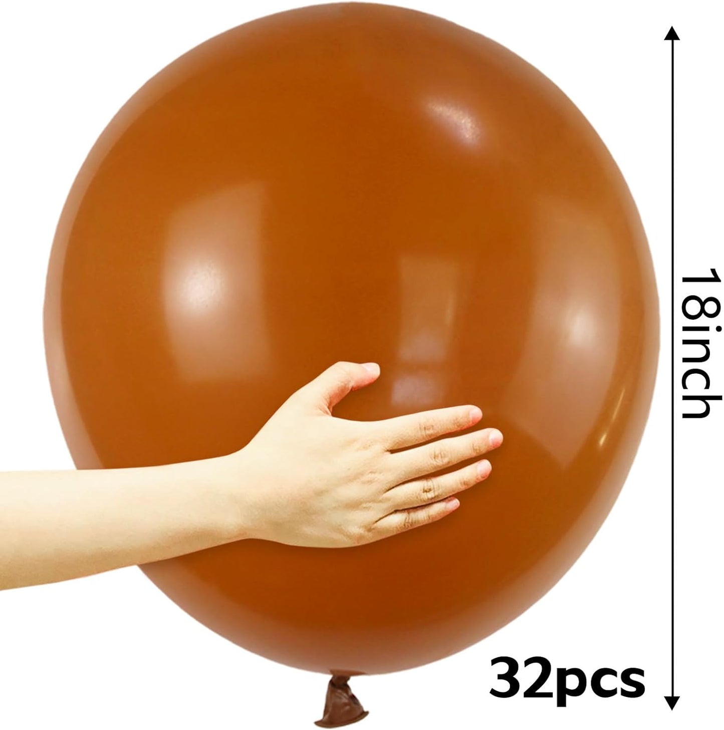 32Pcs Brown Big Balloons 18 Inch, Round Large Brown Latex Party Balloons for Birthday Wedding Decorations.