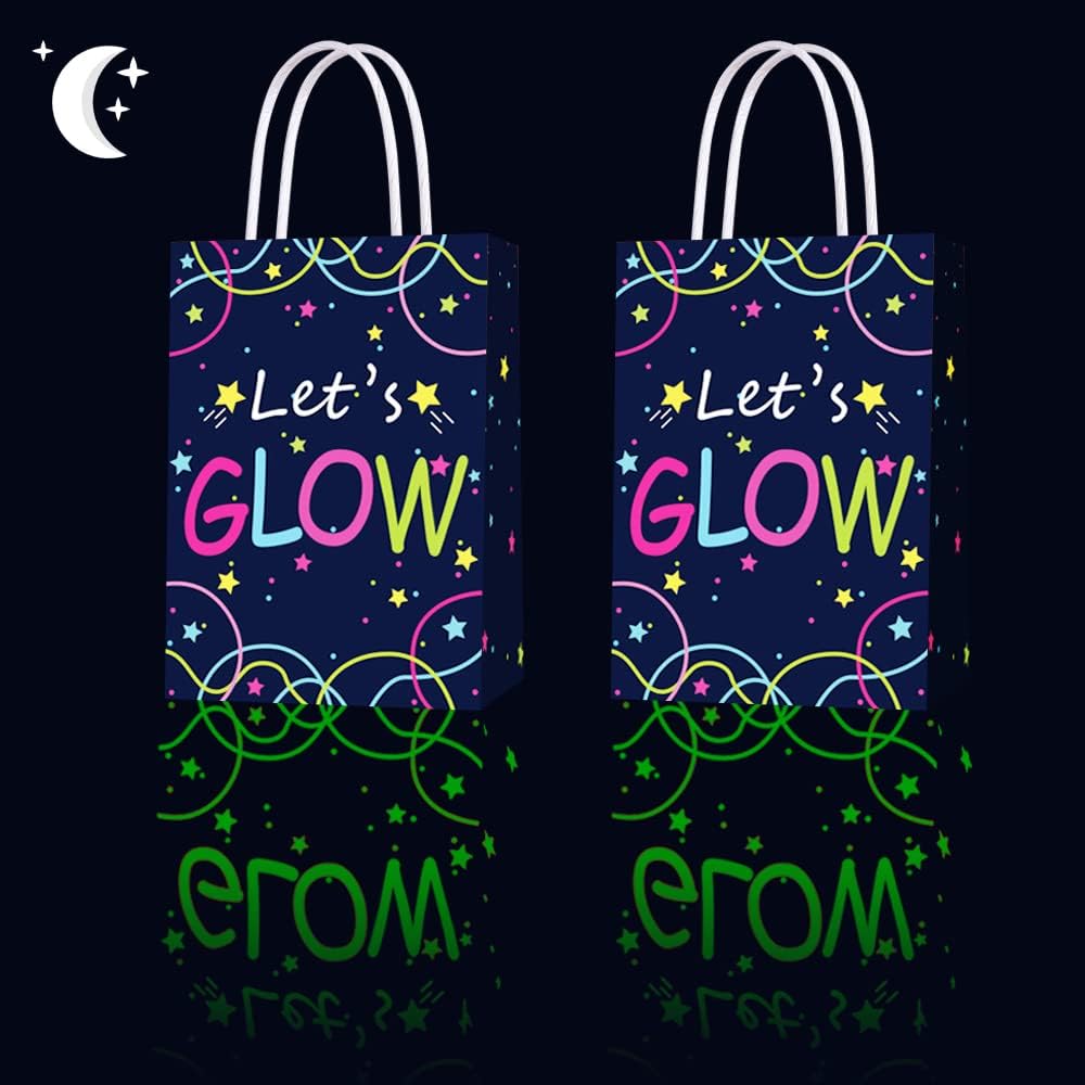 Glow in the Dark Gift Bags, Creative Unique Party Favor Bags Treat Bags for Birthday Party Supplies(12pcs)