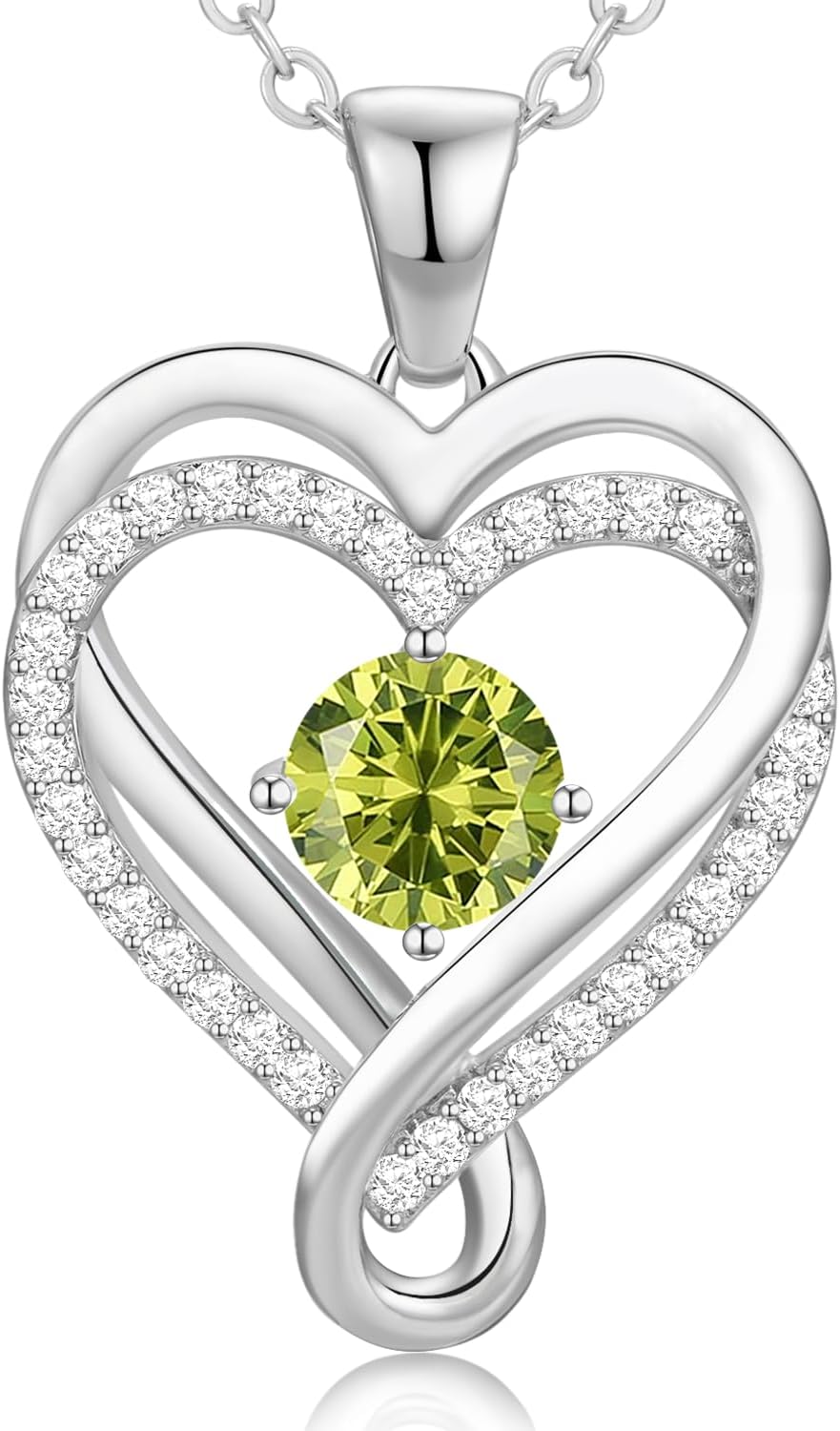 18K Rose Gold Infinity Love Heart Birthstone Necklace for Women Wife, Anniversary for Women Wife Birthday Gift for Her Girlfriend Mom Daughters, I Love You Women's Jewelry S925 Sterling Silver