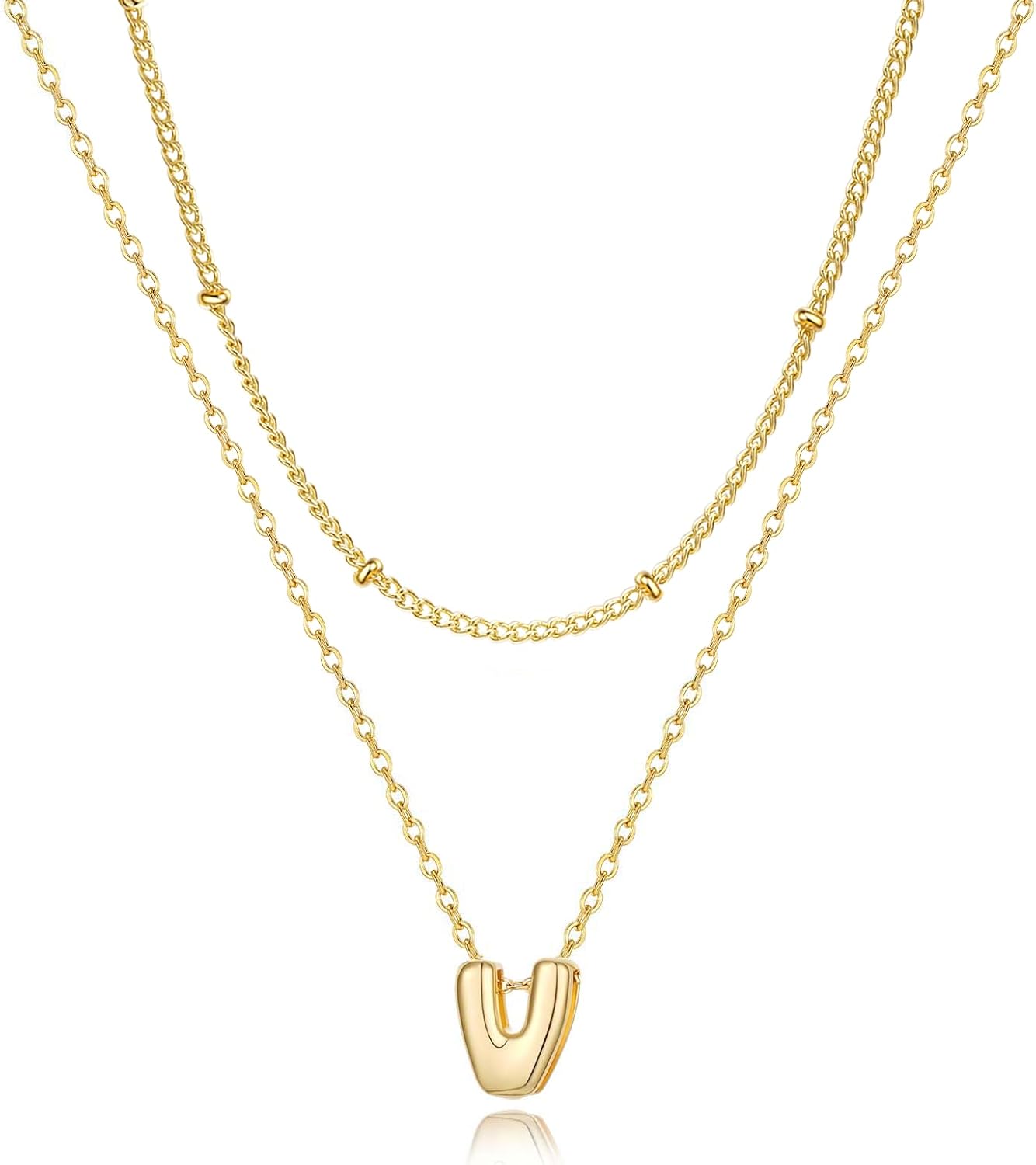 Bubble Letter Necklace Layered Initial Necklaces for Women Dainty Cute Choker Pendant Stack Jewelry Teen Gift Trendy Stuff