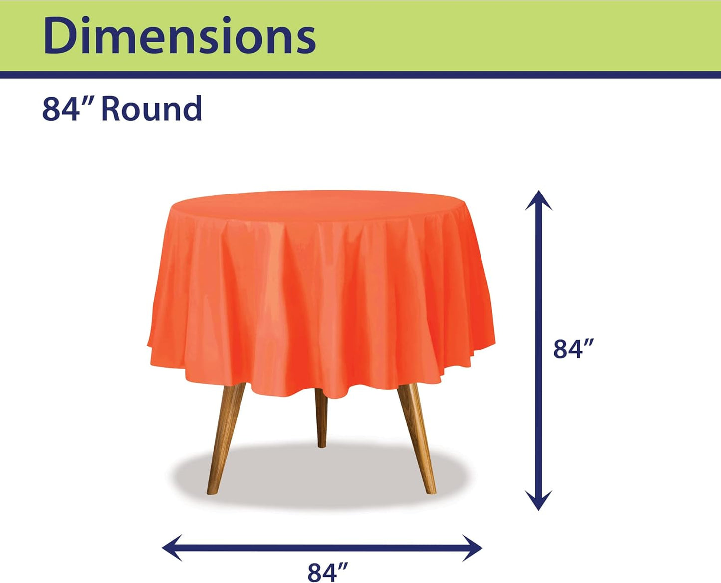Party Dimensions Orange Tablecloths - Plastic for Round Tables, 84" (12 Pack) Premium Disposable Table Covers for Parties & Weddings, Indoors/Outdoors